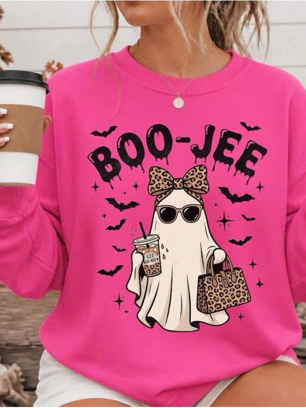 Pink Boo-Jeé Graphic Crewneck Sweatshirt
